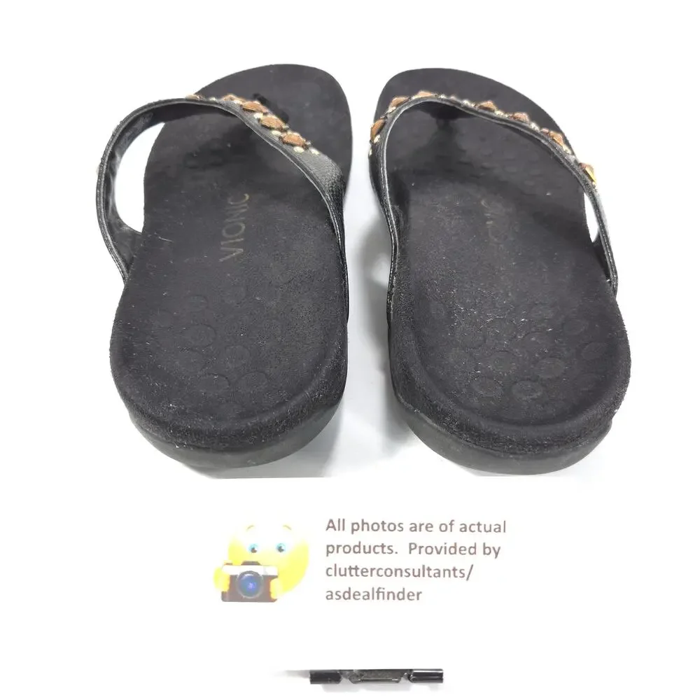 Vionic 340 Floriana Flip Flop Sandals Womens Size 7 TVW4401 Black Brown